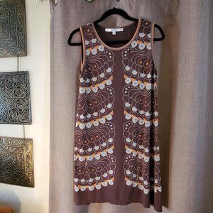 Brown, Orange, & White Midi Tank Dress